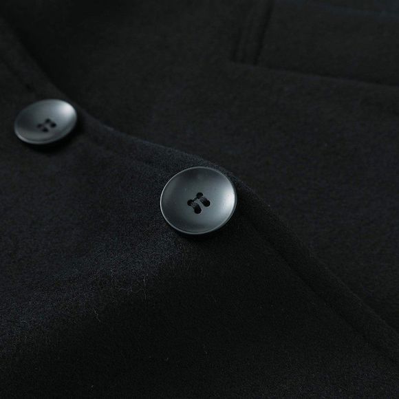 Wool Blend Overcoat with Detachable Hooded Black - Picture 5 of 7